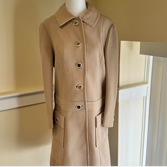 Elegant Tan Women's Coat with Dress - Picture 3 of 7